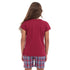 Girls summer pajama set Dark red t-shirt + Dark Blue x Red Checkered shorts